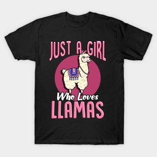 Cute Just A Girl Who Loves Llamas Cute Fluffy Lama T-Shirt